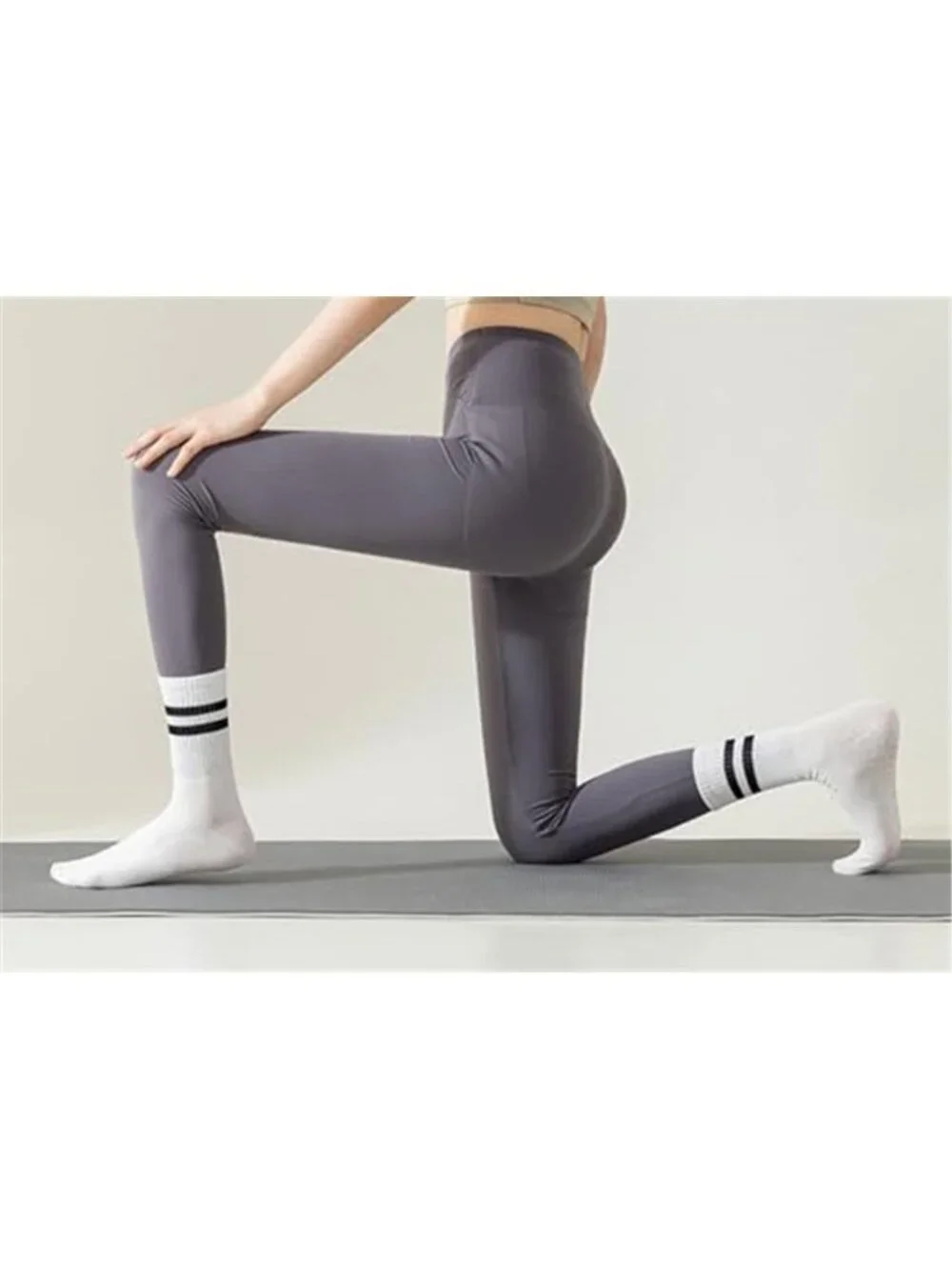 8 Pairs Long Yoga Socks with Grip for Women Anti Skid Gripper Socks No